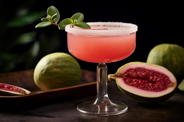 Photo exotic margarita with guava garnish