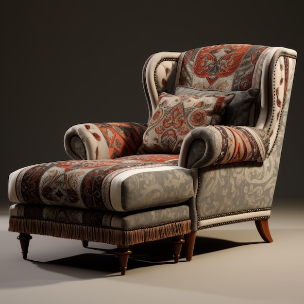 Exotic Ottoman Armchair With Padded Back And Stylish Design