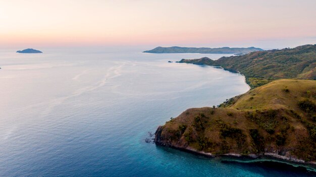 Exotic Padar island at sunset time