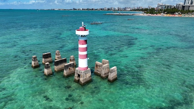 Exotic Ponta Verde Lighthouse at Maceio in Alagoas Brazil Brazil Northesast