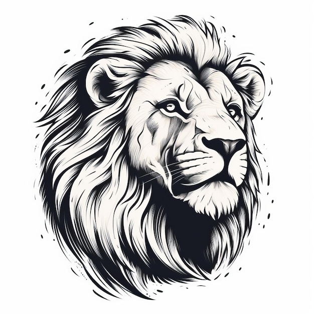 Экзотический реализм Татуировка с головой льва на белом фоне