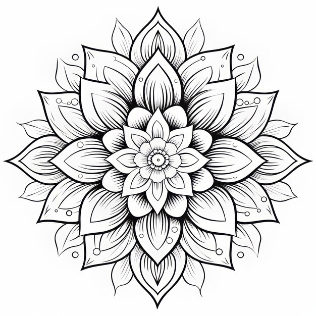 Photo exotic realism mandala flower coloring page for kids