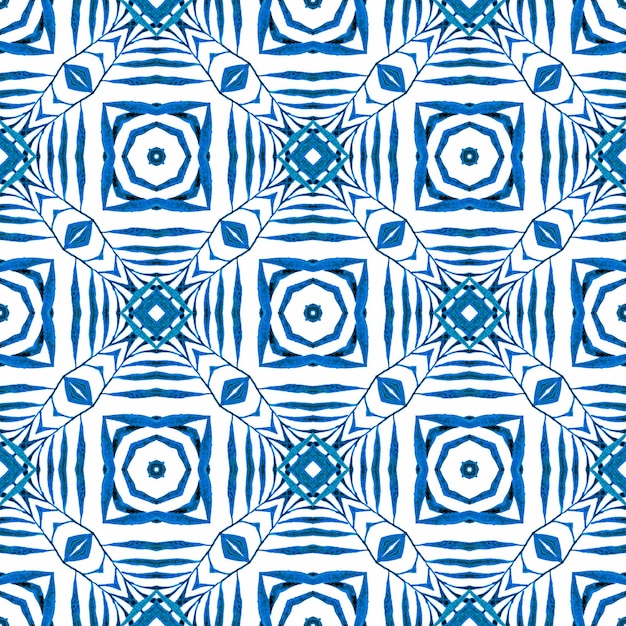 Exotic seamless pattern Blue fresh boho chic