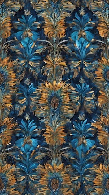 Exotic seamless pattern blue symmetrical