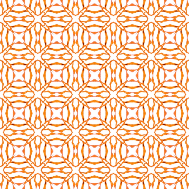 Exotic seamless pattern. Orange captivating boho chic summer design. Textile ready splendid print, swimwear fabric, wallpaper, wrapping. Summer exotic seamless border.