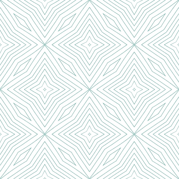 Exotic seamless pattern. Turquoise symmetrical kaleidoscope background. Textile ready magnetic print, swimwear fabric, wallpaper, wrapping. Summer swimwear exotic seamless design.