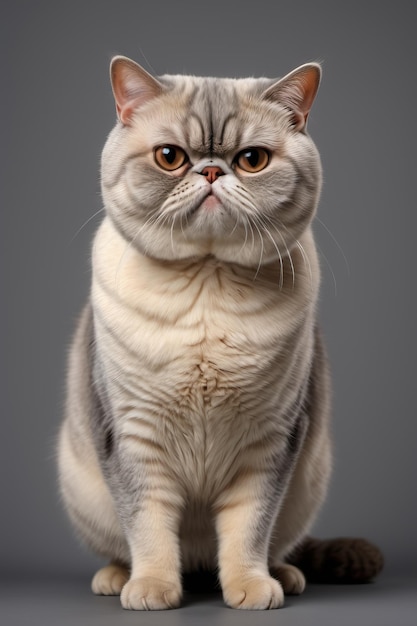 Exotic shorthair cat isolated on grey background