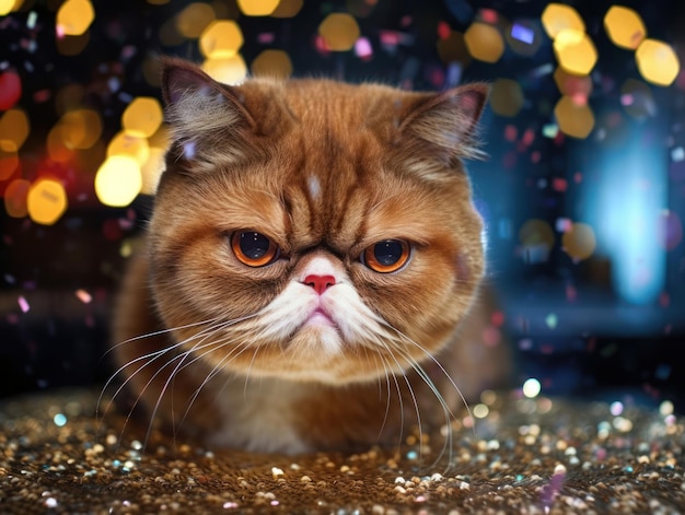 Exotic shorthair cat portrait close up created with Generative AI technology