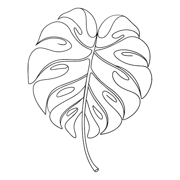 exotic single leaf drawn single black line