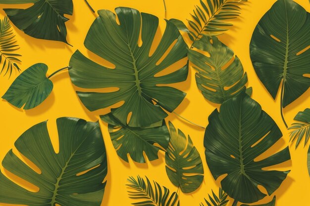 Exotic Vibes Tropical Leaves on Yellow