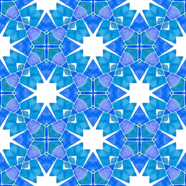 Exotisch naadloos patroon. Blauw onberispelijk boho chic zomerontwerp. Textiel klaar prachtige print, badmode stof, behang, inwikkeling. Zomer exotische naadloze grens.