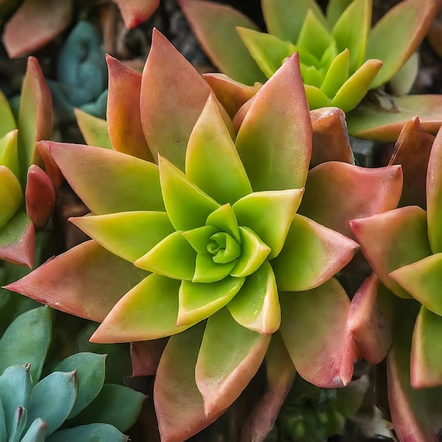 exotische cactus met gekleurde bladeren sappige close-up in natuurlijke omgeving