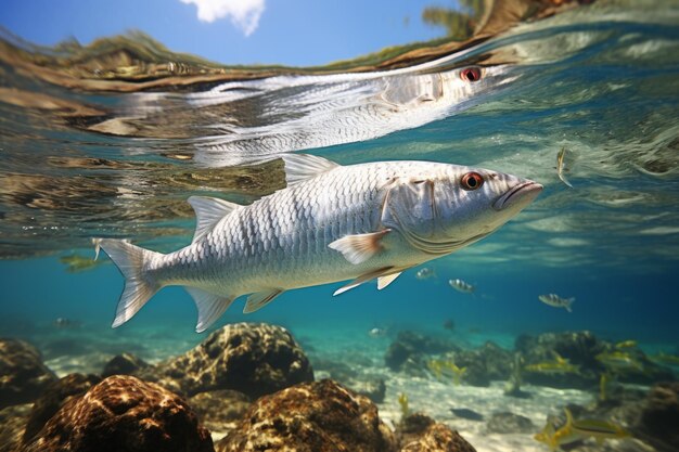 Exotische olorful groep onderwatervissen oceaanaquarium prachtig tropisch koraalrif oceanarium dier