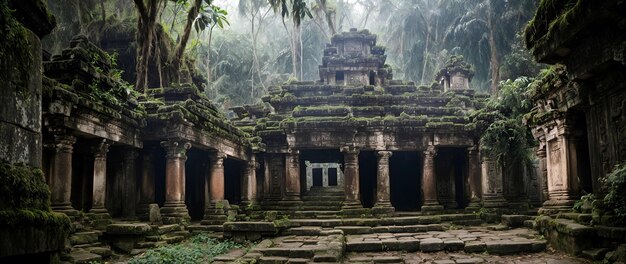 Foto exotische oude stad tempel ruïnes diep in het bos