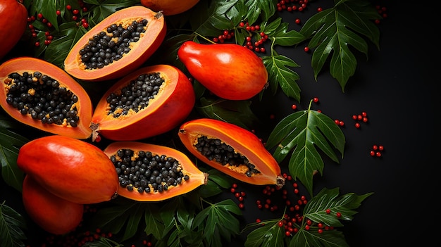 Exotische papaya's op een grijze achtergrond