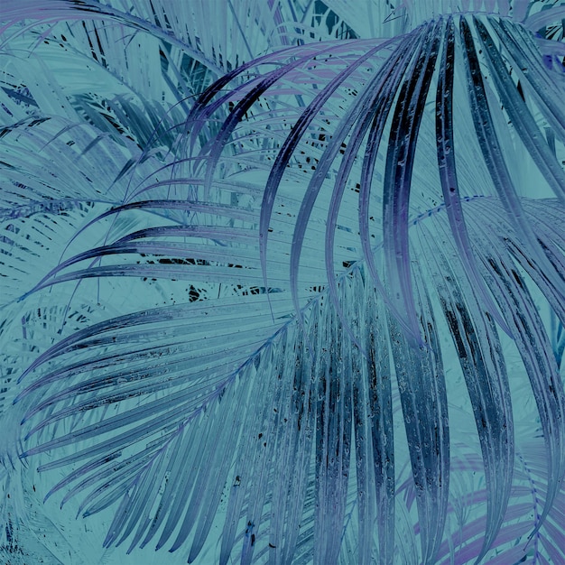 Exotische tropische palmblaadjes Achtergrond voor het ontwerp Inversie opname Creatief kunstwerk