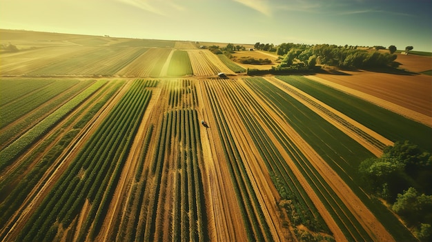 Expanse of Fields with Sunlight