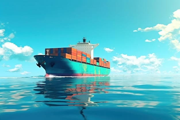 Expansieve logistiek van containerschepen in import-exportoperaties die wereldwijd transport verzenden