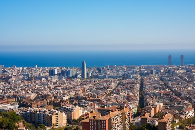 Photo expansive panoramic view of barcelonas cityscape coast spain