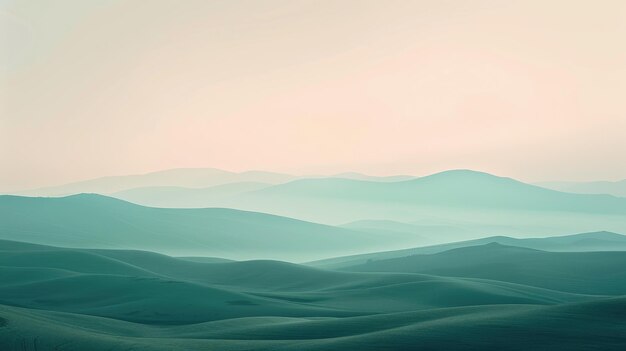 Photo expansive pastel dawn over gentle rolling hills in a surreal fantasy landscape panoramic view