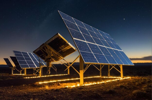 Foto un'ampia fattoria solare in un paesaggio desertico