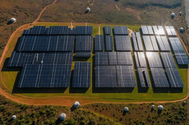 Expansive Solar Farm in a Desert Landscape