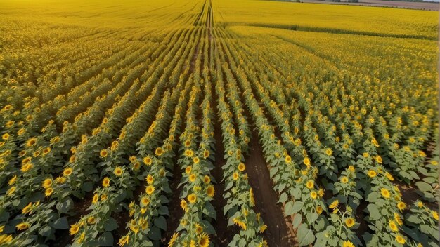 Expansive sunflower field under a clear sky portraying natural vibrance