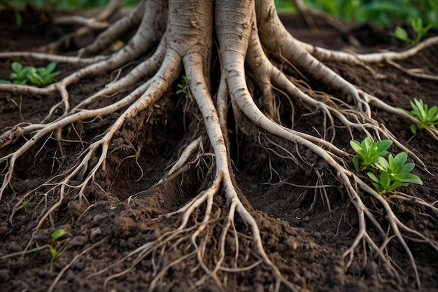 Expansive tree roots in rich forest soil