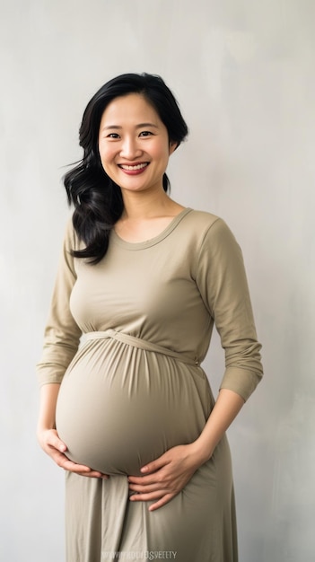 Expectant asian mom