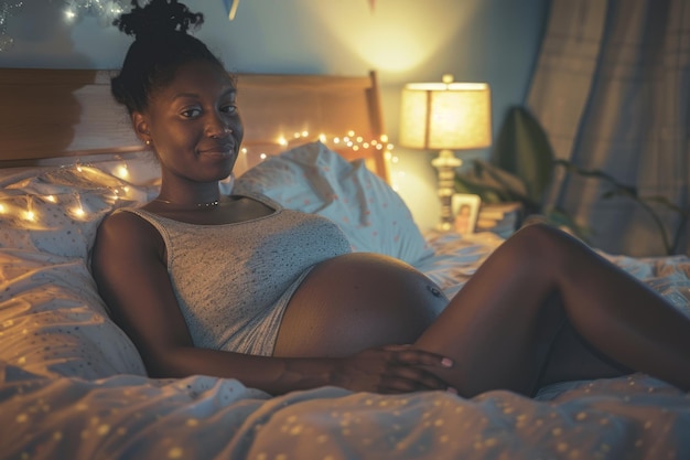 Expectant Black mother cherishes bond with unborn child