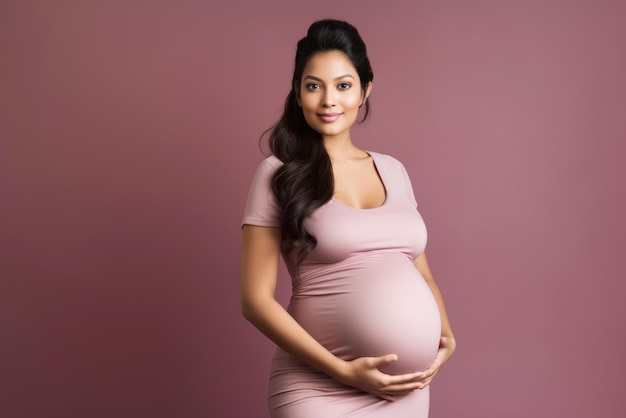 Photo expecting mother with a beautiful baby bump radiating happiness and love