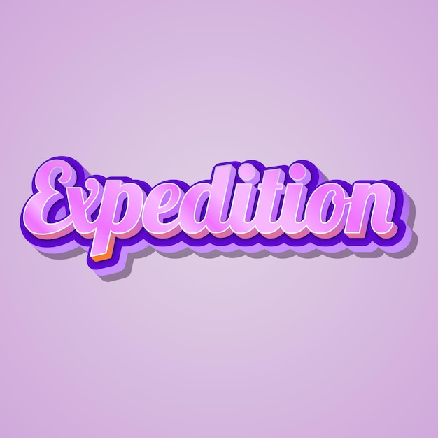 Expeditie typografie 3d ontwerp schattige tekst woord coole achtergrond foto jpg