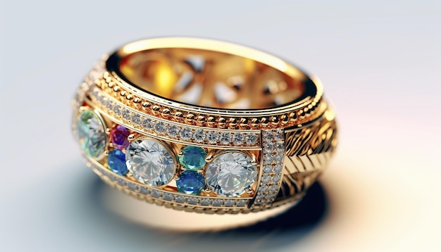 Expensive and luxury Jewelry macro photoshoot Isometric 3d and amazing detailed design