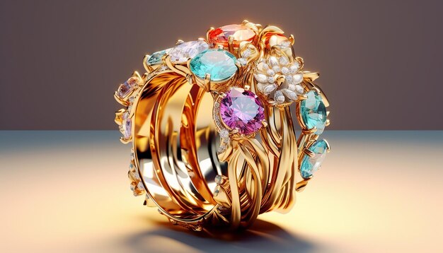 Photo expensive and luxury jewelry macro photoshoot isometric 3d and amazing detailed design