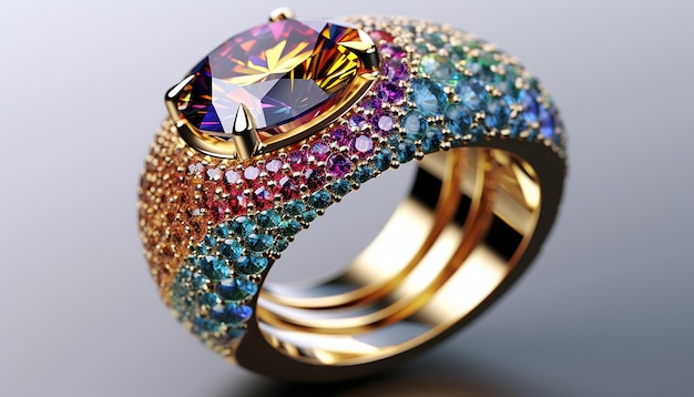 Expensive and luxury Jewelry macro photoshoot Isometric 3d and amazing detailed design