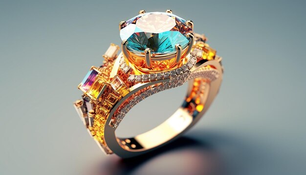 Expensive and luxury jewelry macro photoshoot isometric 3d and amazing detailed design