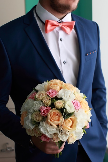 Expensive suit bow tie Groom