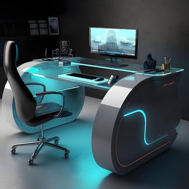 Experience Futuristic Luxury Sleek Computer Desk Chair Set with Advanced Features High Quality