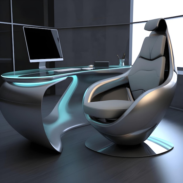 Experience Futuristic Luxury Sleek Computer Desk Chair Set with Advanced Features High Quality