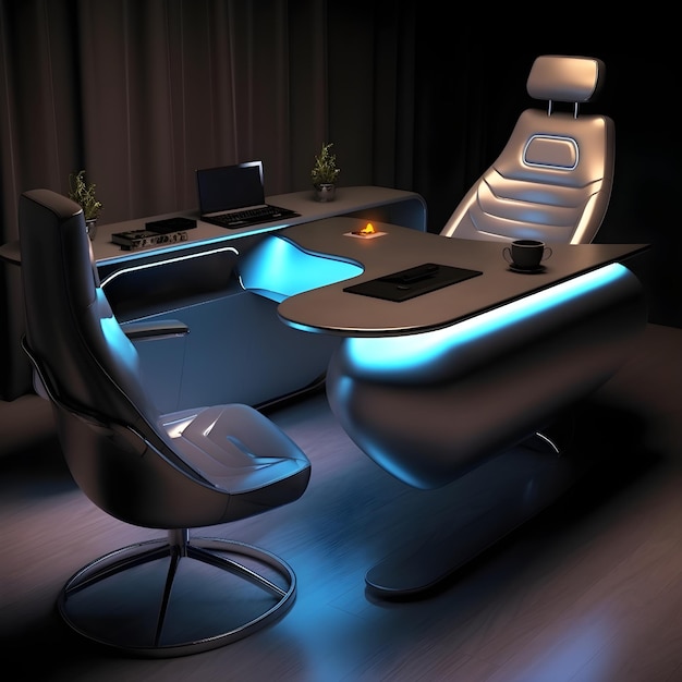 Experience Futuristic Luxury Sleek Computer Desk Chair Set with Advanced Features High Quality