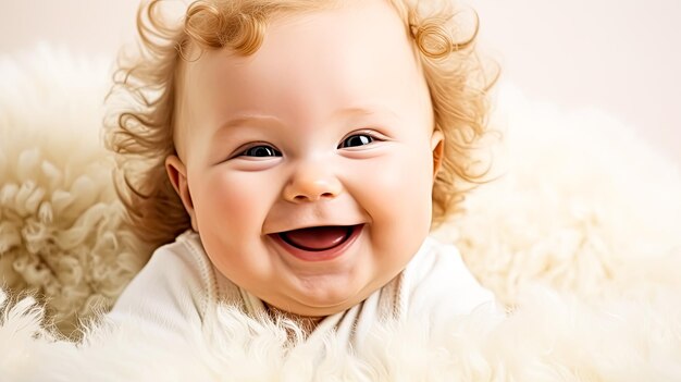 Photo experience heartwarming joy as a cute baby shares a radiant smile