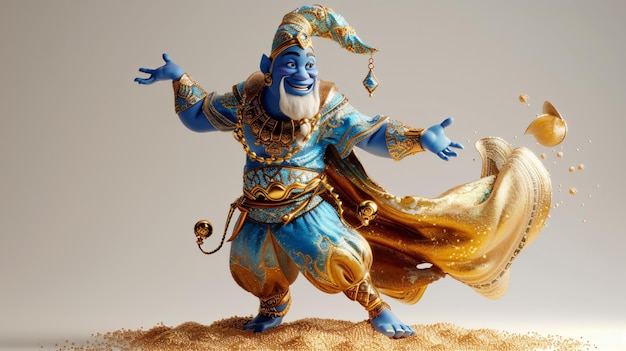 Experience the magic with this stunning 3D rendering of a charming genie With impeccable attention to detail and a super rendering technique this artwork brings the mythical creature to li