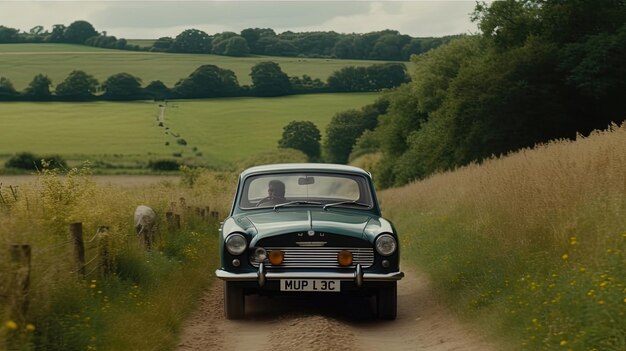 Experience the nostalgic thrill of a vintage car rally as classic automobiles traverse the scenic English countryside Generated by AI