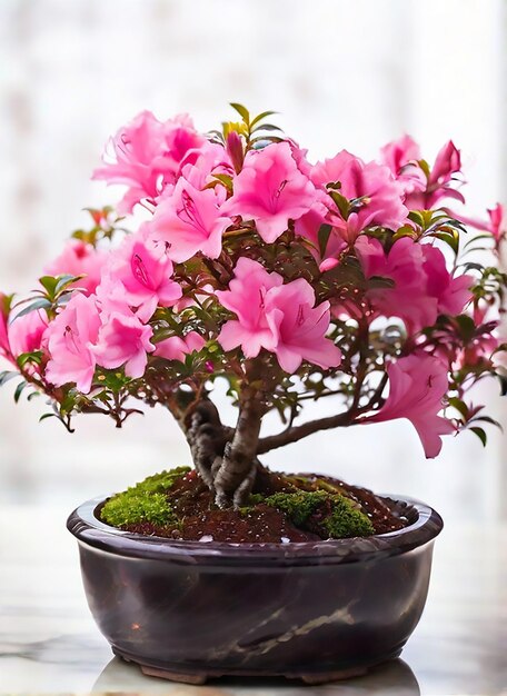 Foto sperimenta la serena bellezza di un fiore di bonsai di acero giapponese generato da ai