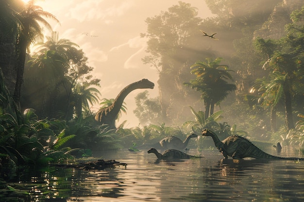 Foto sperimenta la serena tranquillità dei dinosauri pri generative ai