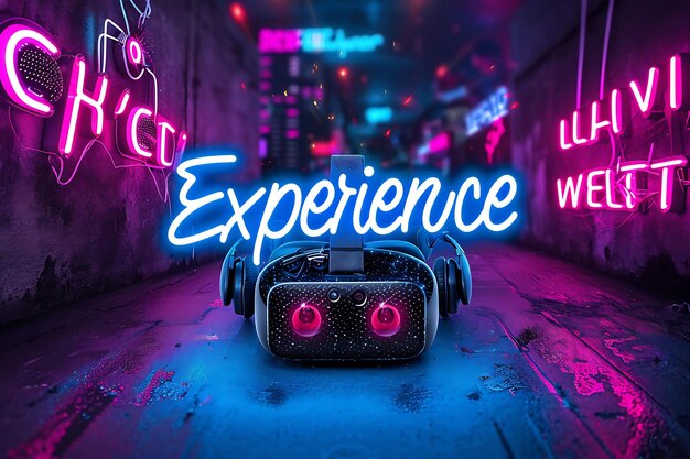 Experience text with vr effect futuristic and digital font s creative live stream background idea