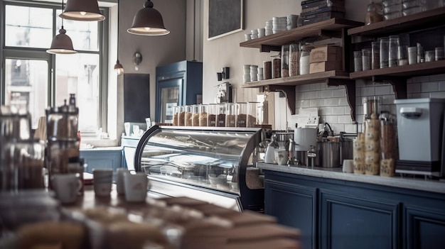 Фото Познакомьтесь с культурой совершенных кафе наслаждайтесь кофе и выпечкой в современном кафе генеративный ии