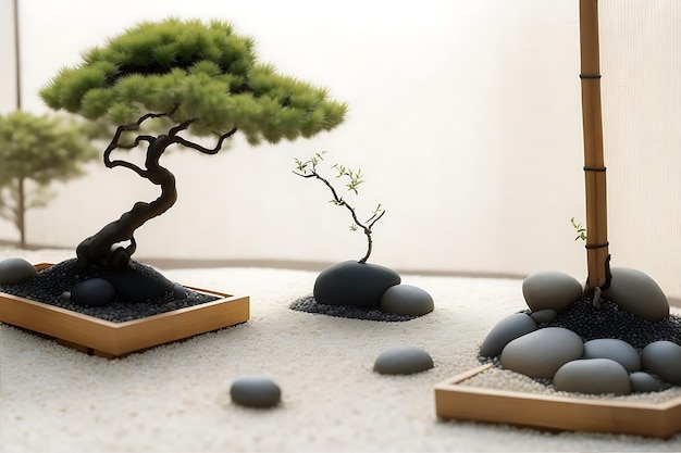 Experience the tranquility of a minimalistic zen garden generated ai