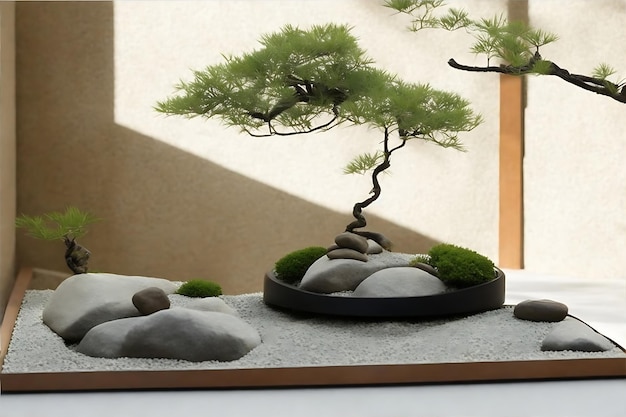 Experience the tranquility of a minimalistic zen garden generated by ai