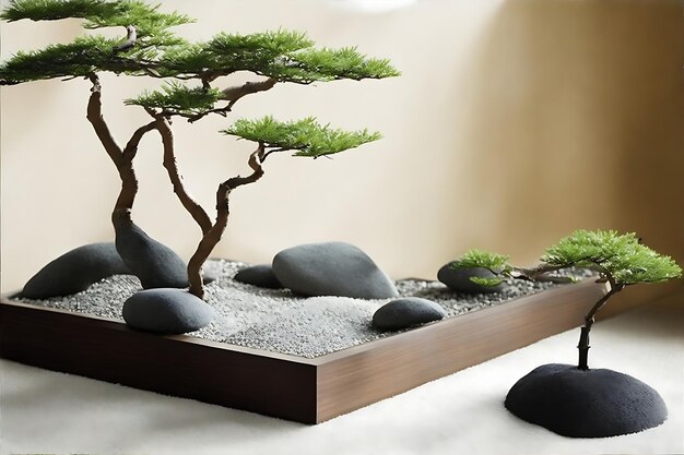 Experience the tranquility of a minimalistic zen garden generated by ai